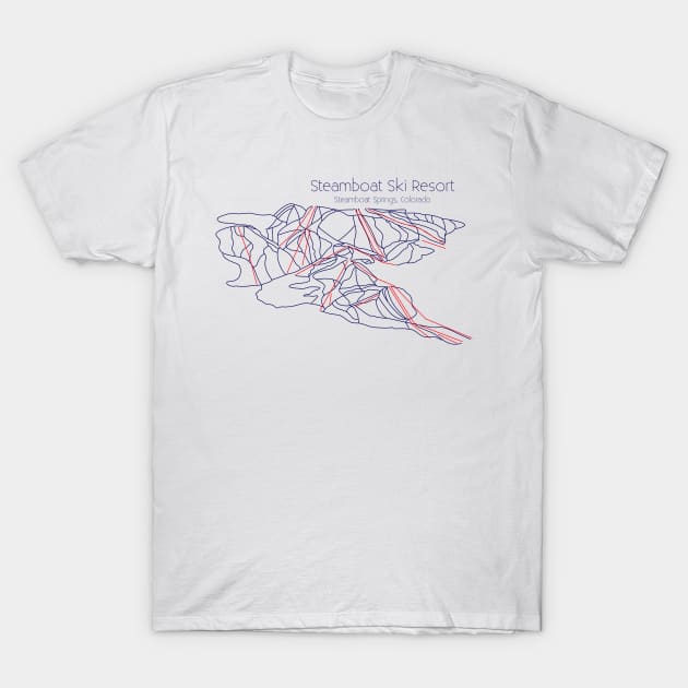 Steamboat Trail Map Blue T-Shirt by ChasingGnarnia